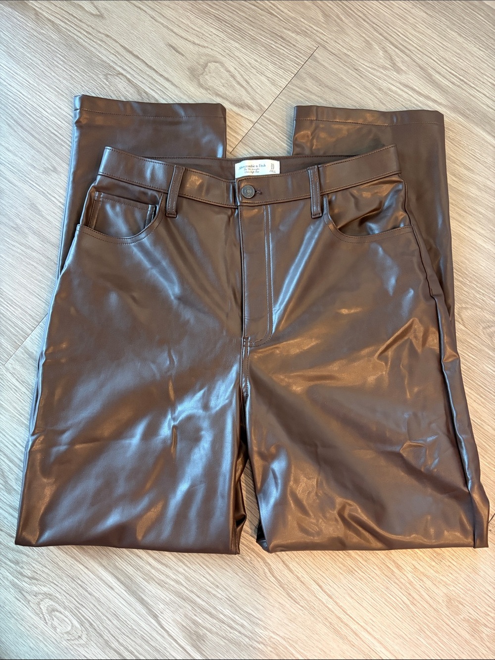 Abercrombie & Fitch Chocolate Brown Faux Leather High-Rise Pants